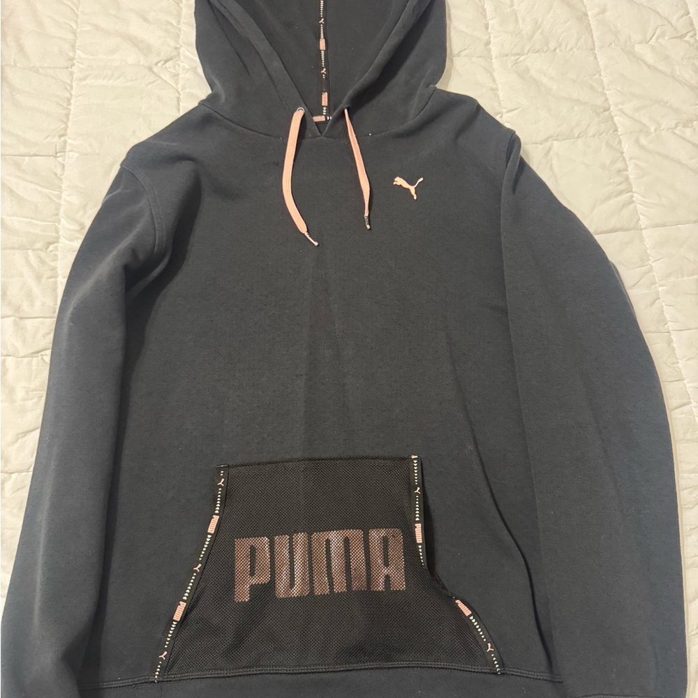 PUMA Black Crew Neck Sweater with Metallic Accents